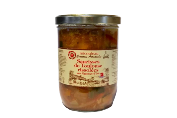 Saucisses de Toulouse rissolées aux légumes été